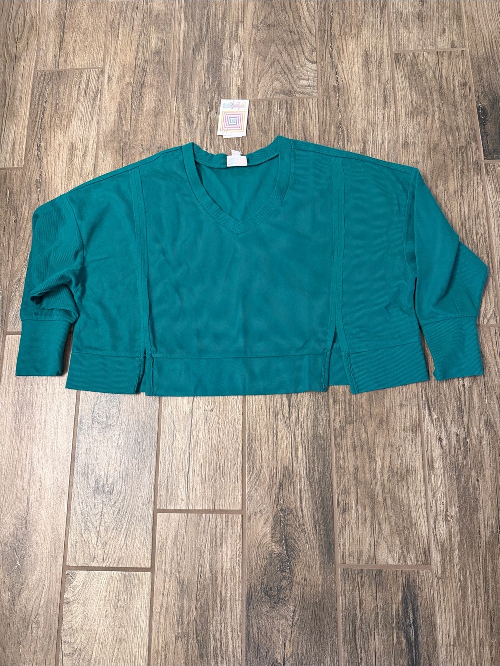 LuLaRoe Jordyn V-Neck Thermal Top Green Size small NWT